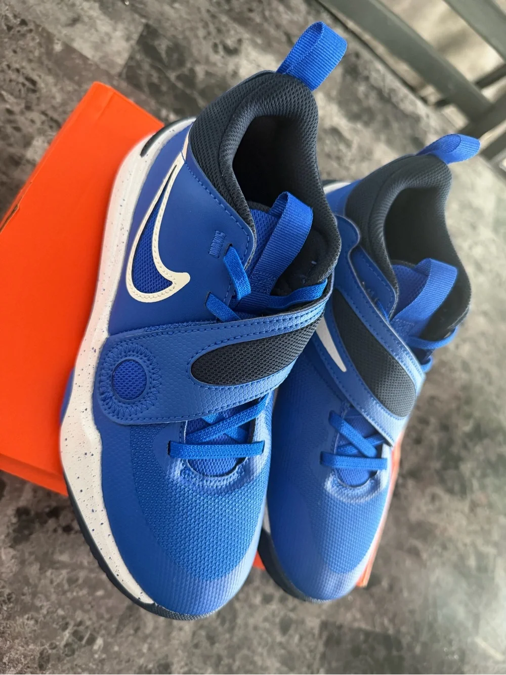 Nike Kids Royal Blue and Black Hook-and-Loop Sneakers- New
